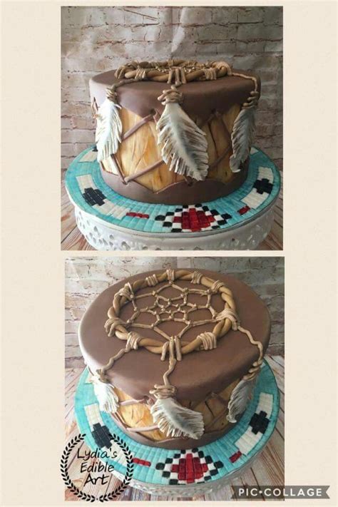 Native American Drum Cake With A Dream Catcher On Top Cake By Lydias