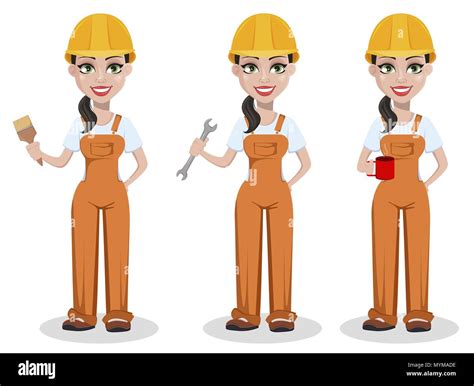 Female Carpenter Woman Cartoon Character Hi Res Stock Photography And