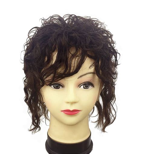 Clip In Real Human Hair Natural Curly Topper Hairpiece With Bangs For Women With Thinning Hair