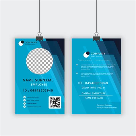 Blue Angled Design Employee Id Card Template Download Free Vectors