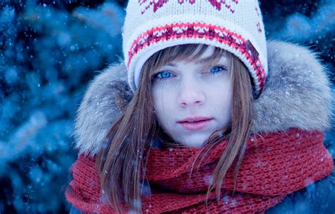 Portrait Girl Hat Scarf Winter Hd Wallpaper Body Art And Painting