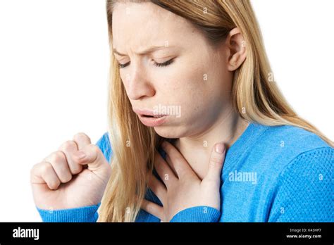 Young Woman Suffering With Cough Stock Photo Alamy