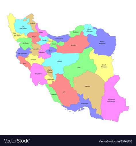 High Quality Labeled Map With Iran Borders Vector Image