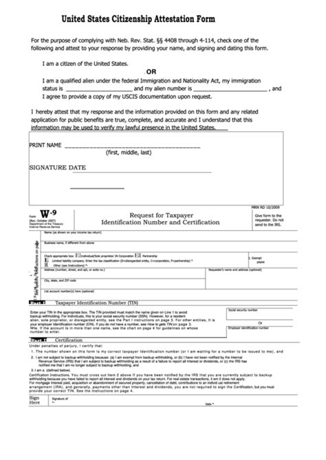 United States Citizenship Attestation Form Printable Pdf Download