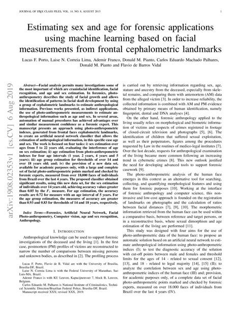 Estimating Sex And Age For Forensic Applications Using Machine Learning Based On Facial