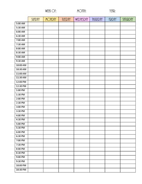 7 Day Weekly Schedule Template Physicminimalisticsco 7 Day Weekly 7