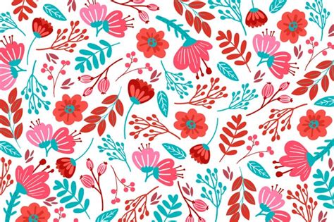 Hand Drawn Floral Pattern In Red Tones Free Vector