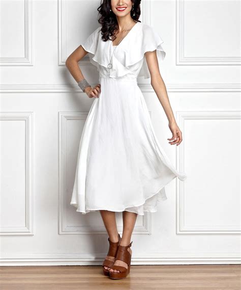 White Chiffon Midi Dress By Reborn Collection Zulily Zulilyfinds