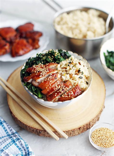 Teriyaki Chicken Rice Bowls With Garlicky Kale Yay For Food