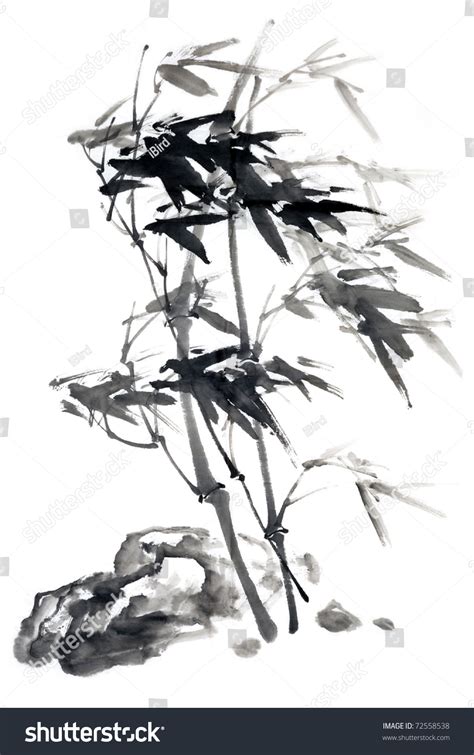 Bamboo Chinese Ink Wash Painting 스톡 일러스트 72558538 Shutterstock