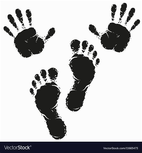 Black Footprint And Hand Print Royalty Free Vector Image
