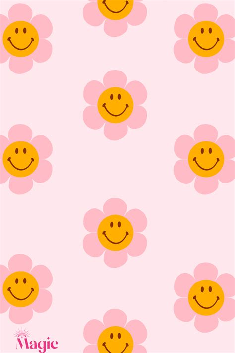 Smiley Flower Pink Backgrounds Aesthetic Pastel Iphone Backgrounds