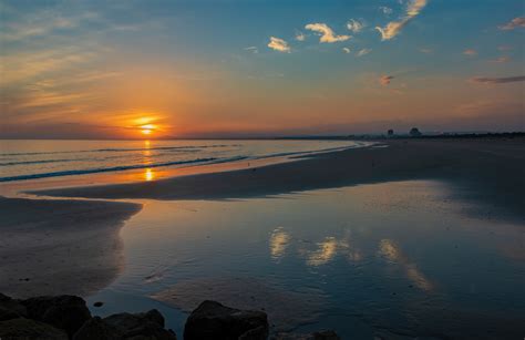 Beach Sunset Reflection Ocean Clouds Waves Photos