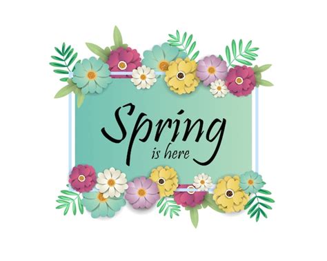 Design Banner With Spring Is Here Logo Premium Vector