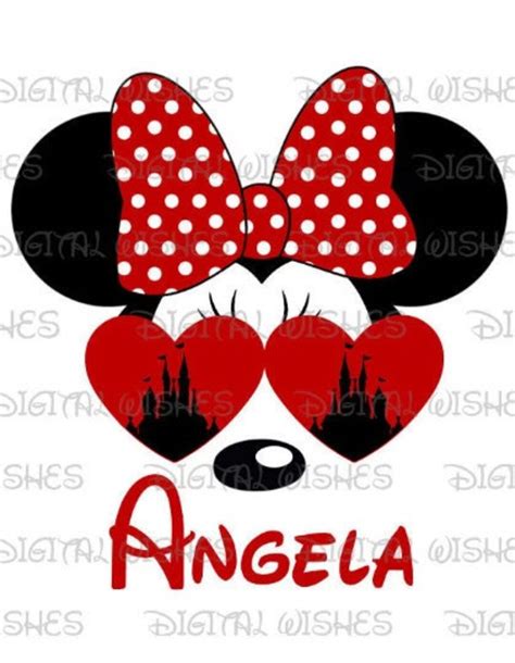 Minnie Mouse Heart Glasses With Cinderella Castle Image Png Etsy