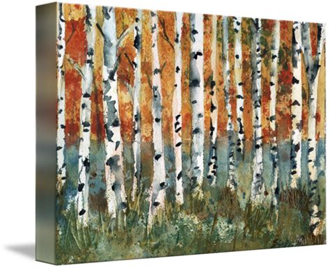 Antique famous painting from the 19th century: Tree painting, Birch Trees by Miriam Schulman