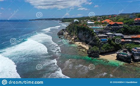 Amazing View Of Blue Point In Suluban Beach Bali Taken By Drone Stock