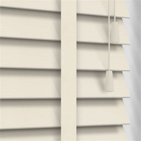 50mm Cream Fine Grain Faux Wood Blinds With Barley Tapes