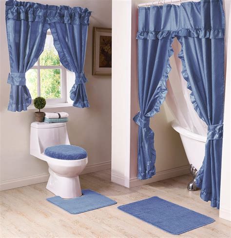 Madison Starlite Deluxe Swag Shower Blue Bathroom Window Curtain