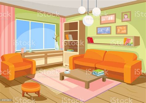Vector Illustration Of A Cozy Cartoon Interior Of A Home