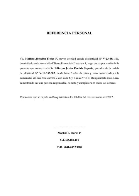 Modelo Carta De Referencia Personal Colombia Word Modelo De Informe