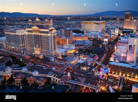 Aerial Panorama View Of Las Vegas Strip At Sunset Stock Photo Alamy