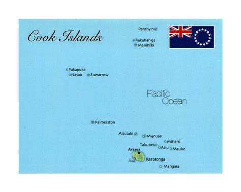 Maps are a terrific way to learn about geography. Detailed map of Cook Islands with flag | Cook Islands ...