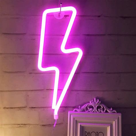 Pink Neon Lightning Bolt Neon Signs Tapestry Girls