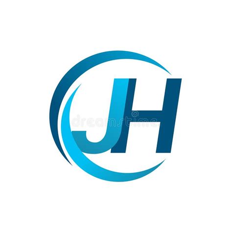 Initial Letter Jh Logotype Company Name Blue Circle And Swoosh Design