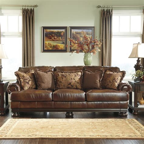 Signature Design By Ashley Hutcherson Leather Sofa And Reviews Wayfair