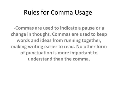 Ppt Rules For Comma Usage Powerpoint Presentation Free Download Id
