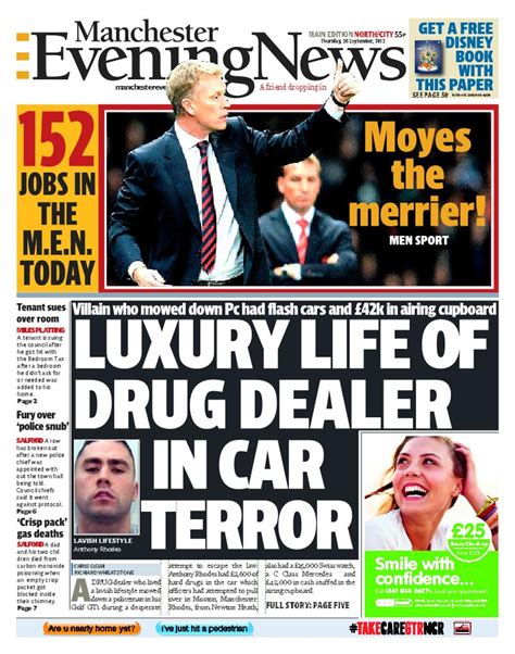 the front page of the north edition of the manchester evening news on thursday september 26