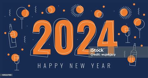 Happy New Year 2024 Card Stock Illustration Download Image Now 2024