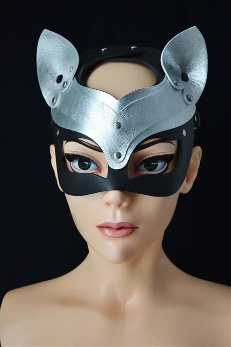 Leather Cat Mask Bdsm Kitten Mask Cat Woman Costume Woman Mask Etsy