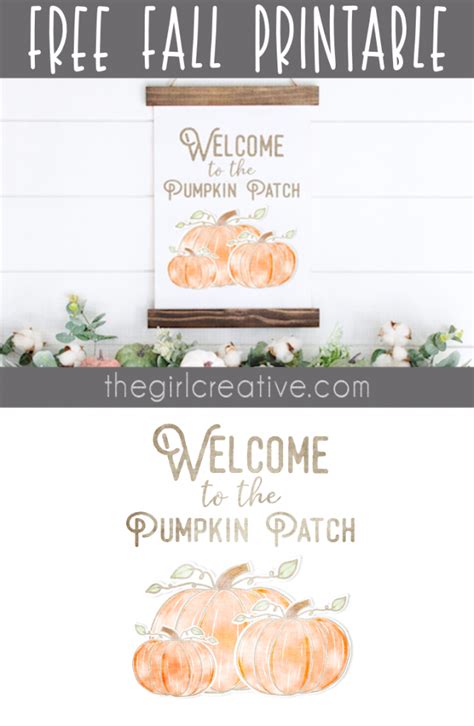 Free Fall Printable Pumpkin Patch The Girl Creative