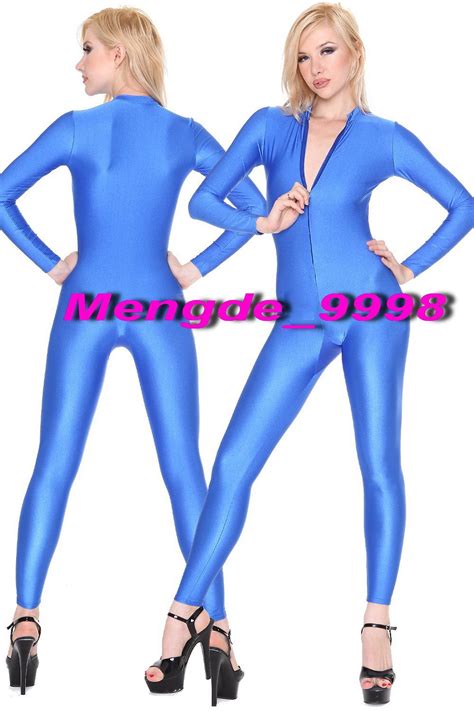 2020 blue lycra spandex bodysuit catsuit costumes sexy front zipper body suit unisex cosplay