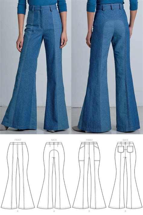 Pattern Easy Sew Vintage Women Turned Up High Waist Trouser Pants
