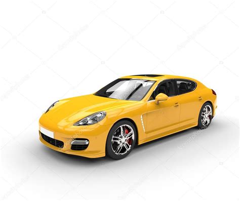 Yellow Car White Background