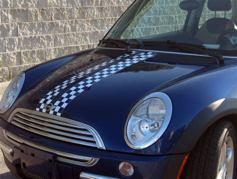 House Of Grafx Checkered Hood Rear Decal Decals Stripe Fit Mini Cooper