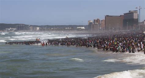 Thousands Of People Celebrate New Years Day On A Beach In Durban