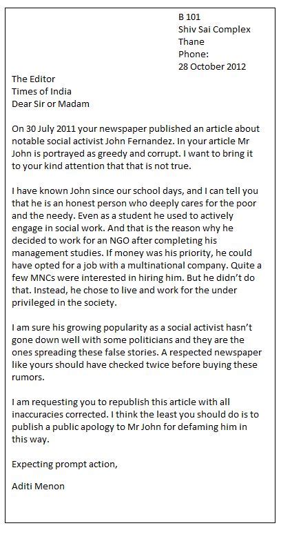 Sample Letter To Editor Letter To The Editor Informal Letter Writing English Letter Writing