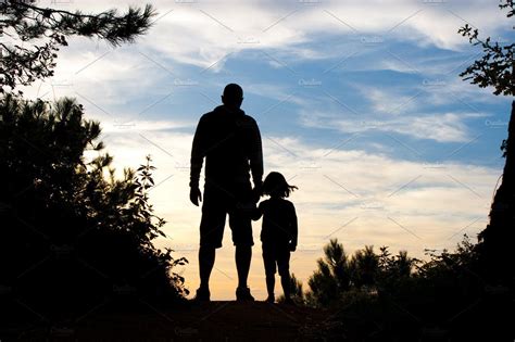 Father And Daughter Silhouette Father Art Nature Images Silhouette Photos