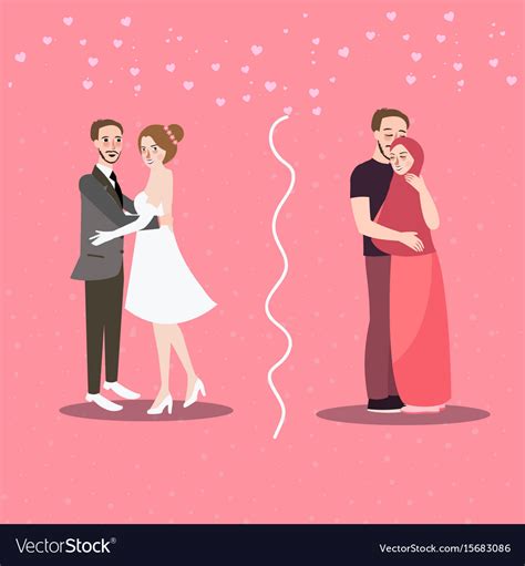 Couple Convert To Islam Now Wearing Veil Hijab Vector Image