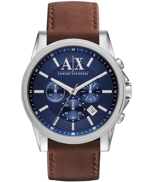 Armani Exchange Ax Armani Exchange Mens Chronograph Brown Leather Strap