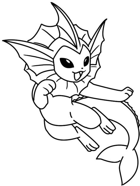 Pokemon Vaporeon Coloring Pages Printable Sketch Coloring Page