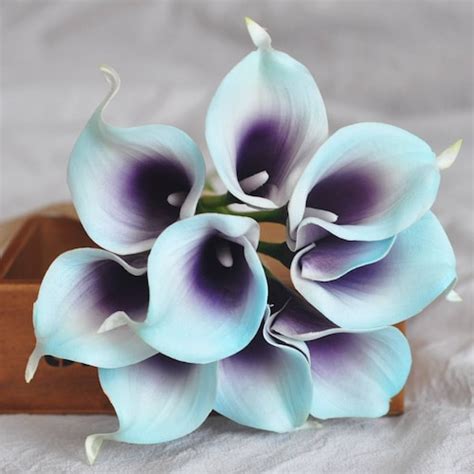 Wedding Bouquet Purple Turquoise Blue Picasso Calla Lily Etsy
