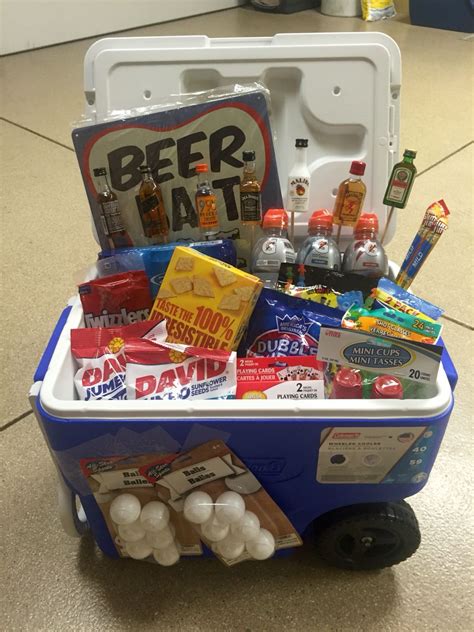 Best gin gift basket for fathers day gifts diy. Ice Chest Gift Basket, 21st birthday for a guy. | 21st ...
