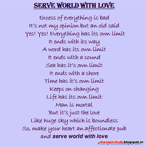 Serve World With Love Beautiful Poem In English Share Pics Hub