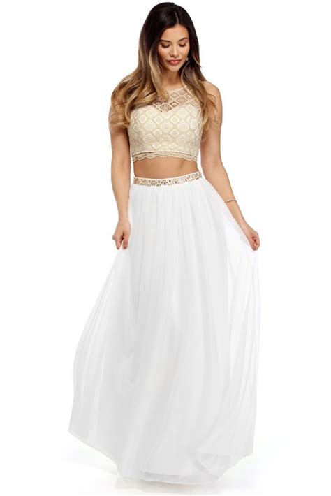 Noelani White Lace Two Piece Dress Windsorcloud Two Piece Dress