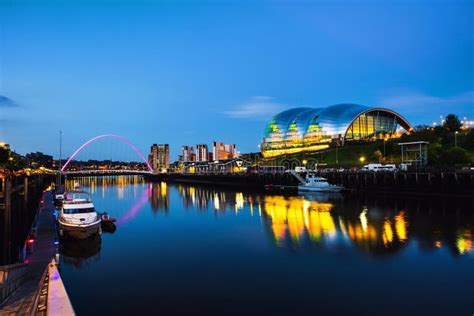 Famous Millennium Bridge At Night Illuminated Landmarks With River
